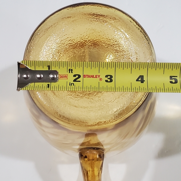 Vintage Amber Gold Yellow Pressed Swirl Glass Large Pitcher With Ice Lip EUC - Picture 15 of 15